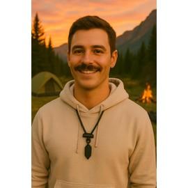 Outdoor Fire Starter Necklace – Emergency Survival Tool with Ferro Rod, Ceramic Striker & Paracord Lanyard (Black Striker, Safety Clasp)