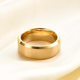 LXBQYSTO 4mm 6mm 8mm Basic Tungsten Ring for Men Casual Tungsten Wedding Band Matte Brushed Finish Comfort Fit (8mm-Gold, 7)