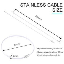 CooBigo 20Pack 10" Large Wire Key Chain Rings Big Cable Keychain 2mm Stainless Steel Wire Luggage Tag Loops Car Keyrings Women Bracelets Beads (Silver, Metal)