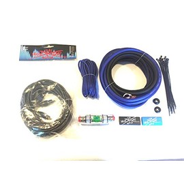 Oversized 8 Ga CCA AWG Amp Kit Twisted RCA Blue Black Complete Sky High