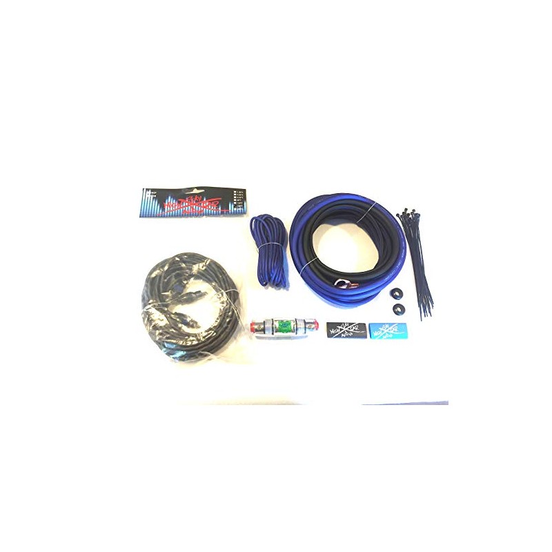 Oversized 8 Ga CCA AWG Amp Kit Twisted RCA Blue