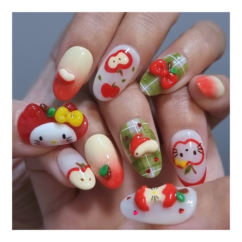 Apologize Cat Homemade Nail Tips - Short Ballerina / 사과하다냥이