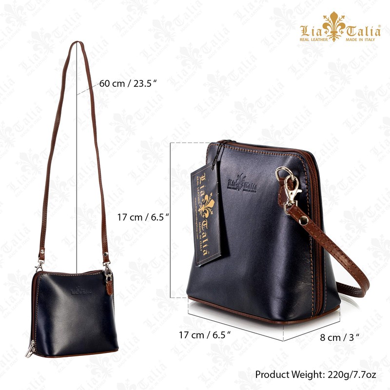 LiaTalia Genuine Italian Leather Womens Cross body Mini Shoulder Bag