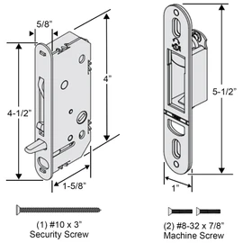 Andersen 2-Panel Sliding Patio Door Lock and Receiver Kit Replacement