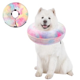 Dog Cone, Uadonile Inflatable Cone Collar for Dogs and Cats, Dog Neck Collar Recovery E-Collar Alternative After Surgery, Elizabethan Collar for Dogs Recovery(Tie-dye Pink Blue, L)