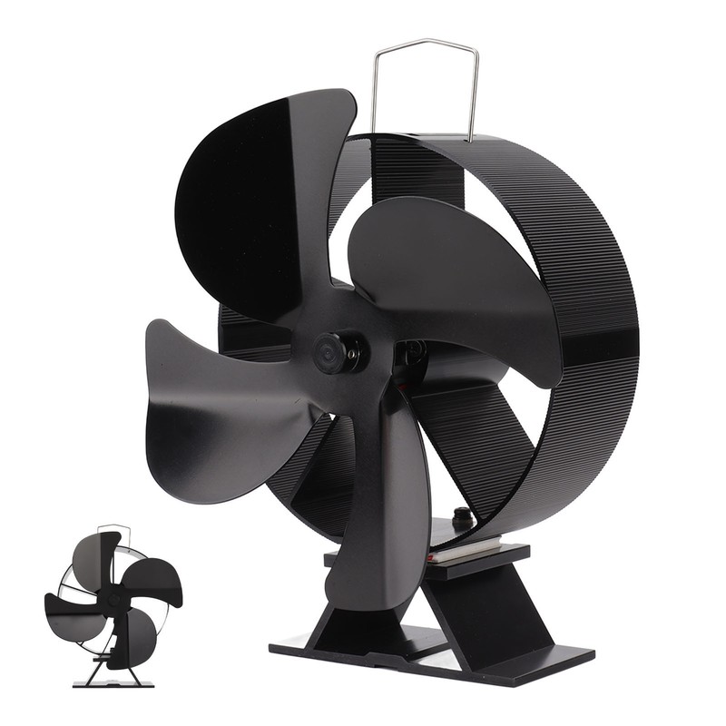 Heat Powered Stove Fan Aluminum Alloy 4 Blades Strong Wind