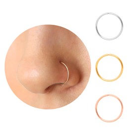 Thin Nose Rings Hoops for Women/Men,Tiny Small Gold Nose Rings 22g for Nose Piercings (1pc - 22 gauge - 9mm,14K Gold Filled)