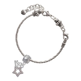 Delight Jewelry Silvertone AB Crystal Lucky Star - I Love You/Love You More Charm Beads (Set of 2)