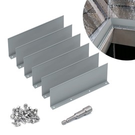 Flamorrow 6 Pack Aluminum Gutter Valley Splash Guards, Rainwater Roofing Gutter Guard, Straight Gutter Splash Guard for Flat Shingle Roofs, Valley, Corner, Grey