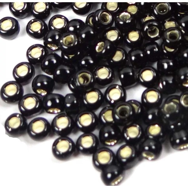 TOHO 8/0 Fine Japanese TOHO Seed Beads Silver-Lined Jet 10-Grams