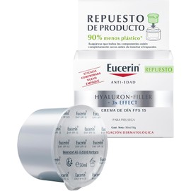 Eucerin Refill Crema anti edad Hyaluron-Filler Crema de Día FPS15 (50 ml) con ácido hialurónico que ayuda a reducir líneas de expresión