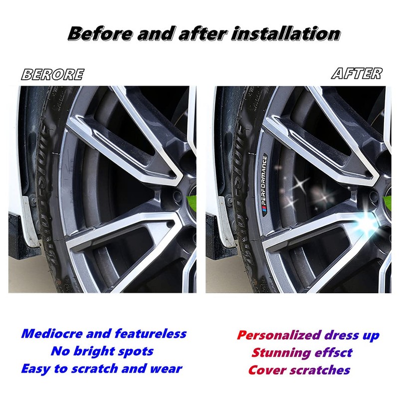 4PCS 3D Wheel hub Stickers Decorative Stickers M Sticker car