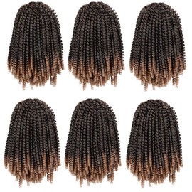 6 Packs Spring Twist Braiding Hair Spring Twists Bomb Twist Hair Synthetic Fiber Fluffy Twist Crochet Braids Low Temperature Twist Crochet Hair for Women Braiding Hair (8inch,T1B/27)