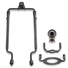 7 8 9 10 inch Lamp Shade Harp Holder,Adjustable Lamp Harp Kit,Fit Both Standard Lamp Rod and E26 Light Base UNO Fitter Adapter, with 2 Shade Finial Top (Black Color - 1 Set)