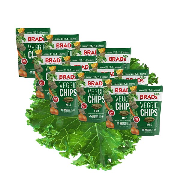 Brad's Plant Based Organic Veggie Chips, Kale, 12 Bags, 36 Servings Total