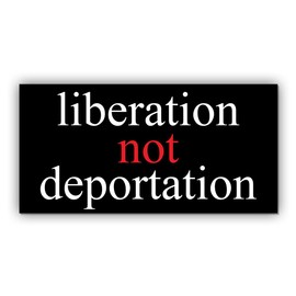 Magnet Sticker Liberation Not Deportation Magnetic FDT Anti Funny Leftist Feminist Social Justice Human Rights Black Magnet for Bumper, Refrigerator, Cruise Door, Car, Truck 7.5x3.75in
