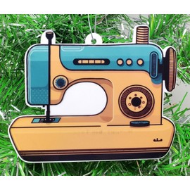 Generic Sewing Machine Ornament, Decorative Hanging Ornament, 3 Inches, Yellow, Plastic, Unisex, All Seasons, Retro, Sewing Machine, Adult