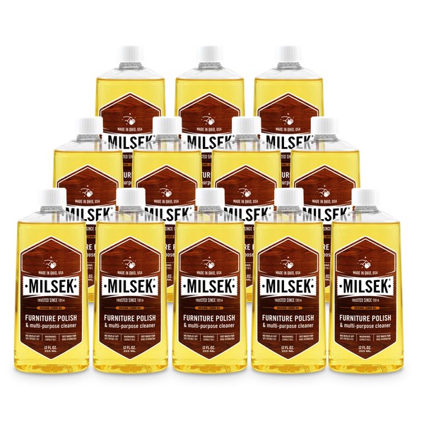 Milsek Furniture Polish and Cleaner with Lemon Oil, 12-Ounce, Pack of 12, LM-12PK