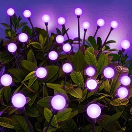 ZFNN Solar Garden Lights Outdoor, 4 Pack Firefly Swaying Lights Purple, Waterproof 4 Pack 24 Heads Garden Decor for Yard Patio Pathway Lawn, Gardening Gifts for Women Christmas Decoration