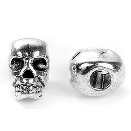 Handarbeit-Lieblingsladen 12 Metal Beads Skull, Skull, Silver, 12 x 8 mm, Skull DIY for Bracelets, Bracelets, Necklaces, Earrings, Key Chains