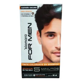 Tinte Xiomara For Men Castaño Oscuro en Shampoo Sin Amoníaco 60 mL Cabello Barba Bigote