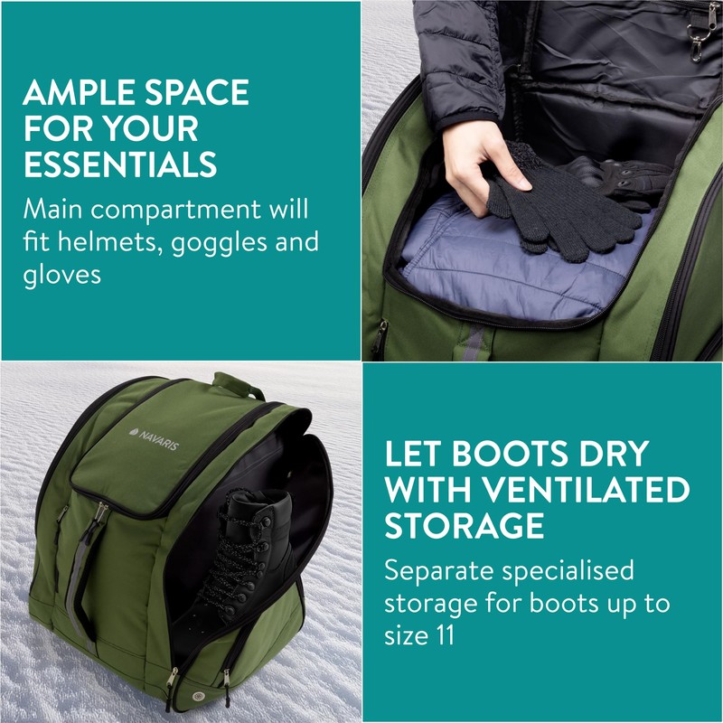 Navaris Ski Boot Bag - Padded Walking Boots Bag -