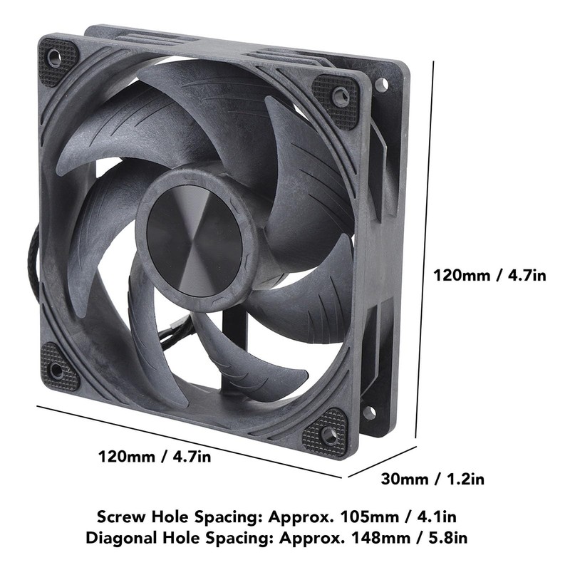 120mm Case Fan, 4pin PWM Silent Computer Fan, 3000RPM Double