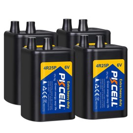 PKCELL 6 Volt Lantern Battery, 6V 4R25 Flashlight Battery with Spring Terminals, Heavy Duty Square Batteries with Long-Lasting Power for Lantern, Emergency Light, Deer Game Feeder, Fencing, 4 Count