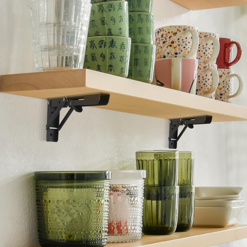 Qeapug Folding Shelf Brackets, 2pcs Heavy Duty Collapsible Shelf Brackets,