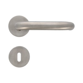 Amig - Door Handle Set with Rosette | Model 3RGX | 140 x Diameter 19 mm | 8 mm Square | Elegant and Simple Design | Matte Stainless Steel