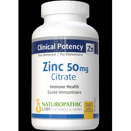 Naturopathic Labs Zinc Citrate 50mg - 240 + 60 Tabs FREE