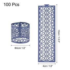 sourcing map 100Pcs Napkin Rings Laser Cut Foil Paper, Napkin Holder Hollow Napkin Bands for Weddings Party Serviette Table Decoration Restaurant (Dark Blue, 5.3 x 1.6")