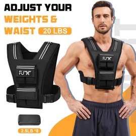 FUFF Adjustable Weighted Vest - 20lbs/30lbs/40lbs Weights with Reflective Stripe, Weight Vest Man Workout Vest for Strength Training Running Walking