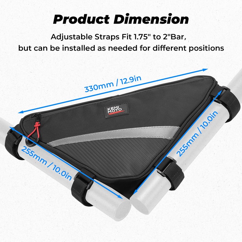 KEMIMOTO UTV Roll Bar Triangle Storage Bag, Water Resistant Universal