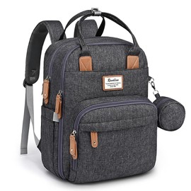 RUVALINO Diaper Bag Backpack, Multifunction Travel Pack Maternity Baby Changing Bags, Large Capacity, Waterproof, Dark Gray