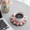 Crochet Pink Rose Floral Coaster 1-Pack - 5.1" Light Pink