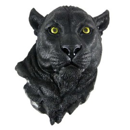 DWK "Night Vision" Black Panther Faux Taxidermy Hanging Wall Bust Sculpture | Hunting Decor for your Home Office | Wall Decorations for Living Room - 17"