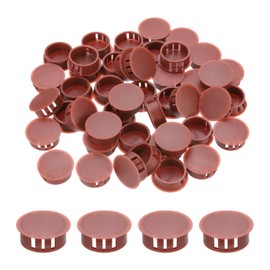 sourcing map 64PCS 25mm(1") Red Brown Plastic Hole Plugs, Flush Type Panel Hole Plugs Insert End Caps for Locking Hole Tubes Furniture Cabinet
