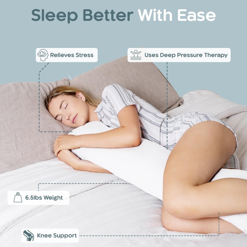 SleepCloud Weighted Body Pillow 6.5lbs - Weighted Pillow for Deeper