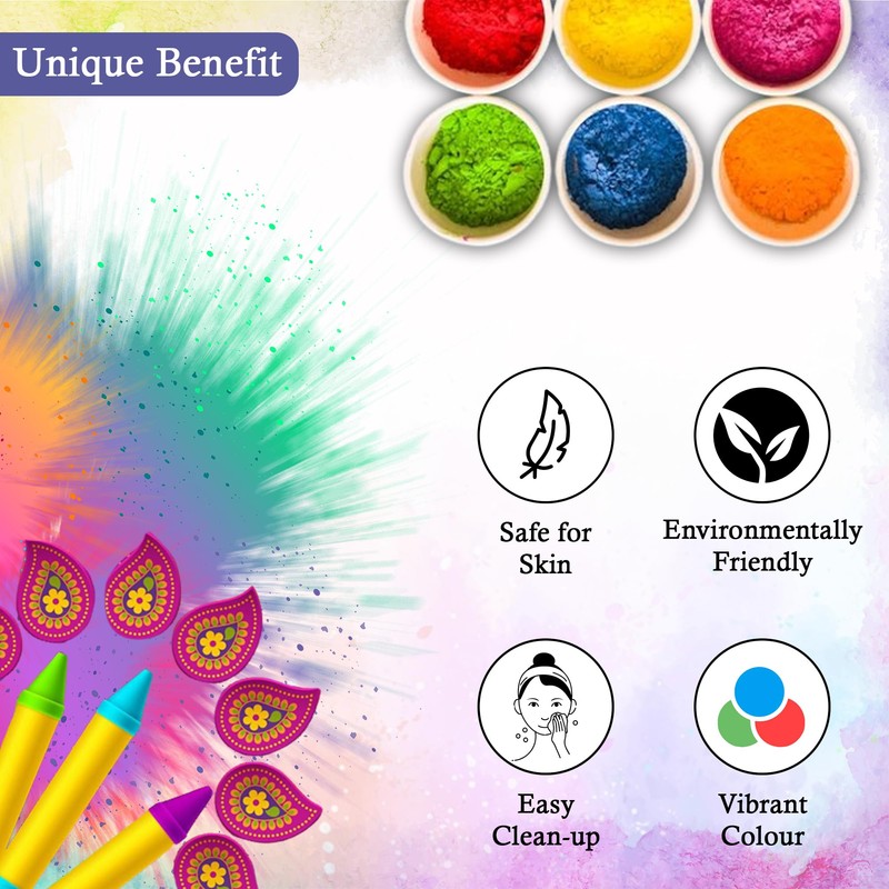 6 X100gms Holi Coloured Powder for Colour Run, Gender Reveal