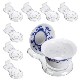 Hipiwe Acrylic Tea Cup Saucer Display Stands Clear Dinnerware Display Easel Stand Teacup Sets Plate Holder,Pack of 8 (8pcs,Short Legs)