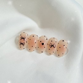 [Handmade nail tip] Cheek polka dot nail tip - Short ballerina / [수제네일팁] 치크땡땡이 네일팁 - 숏발레리나