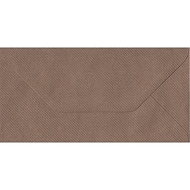 DL (110mm x 220mm) Coloured Envelopes Perfect for Christmas Cards, Greeting Cards, Wedding/Party Invitations, Crafts and Many More - Pack of 12 (Brown Ribbed)