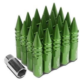DNA MOTORING LN-ZTL-9029-15-GN 20Pcs M12 x 1.5 Open/Closed End Wheel Lug Nuts +1 X Deep Drive Extension, 20mm OD/123mm H, Green