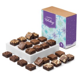 Fairytale Brownies Happy Holidays Magic Morsel 24 Individually Wrapped Gourmet Chocolate Food Gift Basket - 1.5 Inch x 1.5 Inch Bite-Size Brownies - 24 Pieces - Item CH424