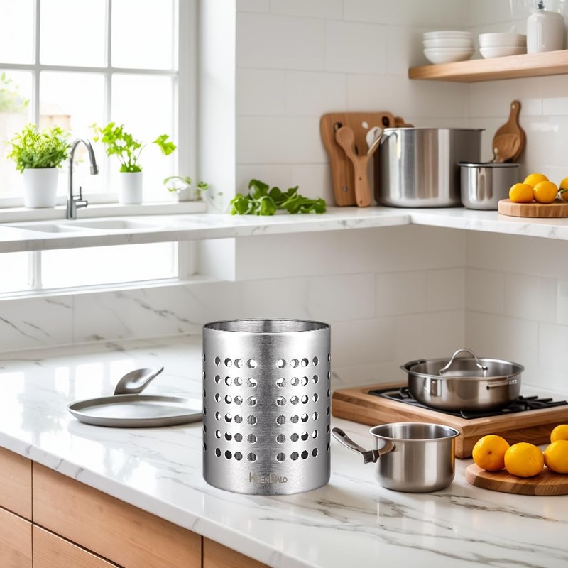 KSENDALO Small Stainless Steel Utensil Holder, SUS304 Silverware Utensil Drying