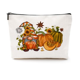 Gnomes Gifts for Women Fall Sunflowers Pumpkin Gnome Makeup Bag Cosmetic Bag Sunflower Gifts for Women Mom Coworker Toiletry Bag Travel Bag Zipper Pouch for Christmas Thanksgiving Day Birthday Gifts