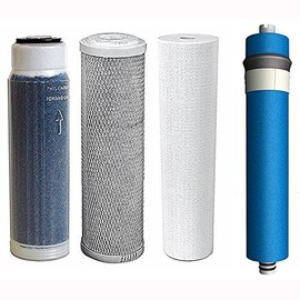 CFS – 4 Pack Replacement Water Filter Kit Includes Sediment, Carbon, Color Indicating DI Cartridges and Membrane – Remove Bad Taste & Odor – 10-Inch Whole House Replacement Water Filtration Kit