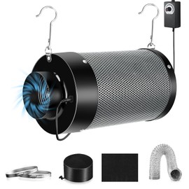 Atour 4'' Air Filtration Kit – 12-Speed Control, Quiet 14cm Fan & Carbon Filter. Includes 6.7' Ducting + Vent Cover. Perfect for Grow Tents, Indoor Gardens. Cool, Ventilate, Banish Odors – All-in-One.