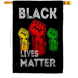 Black Lives Matter Justice for BLM Support Cause Anti Racism Revolution Movement Equality Social Decoration Banner Small Garden Yard Gift Double-Sided, House Flag 28" x 40", Thick Fabric